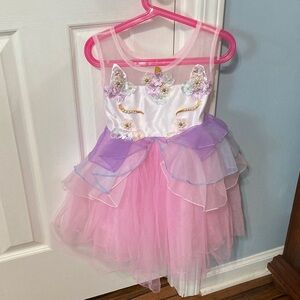 Pink & Purple Unicorn Tulle Dress Toddler